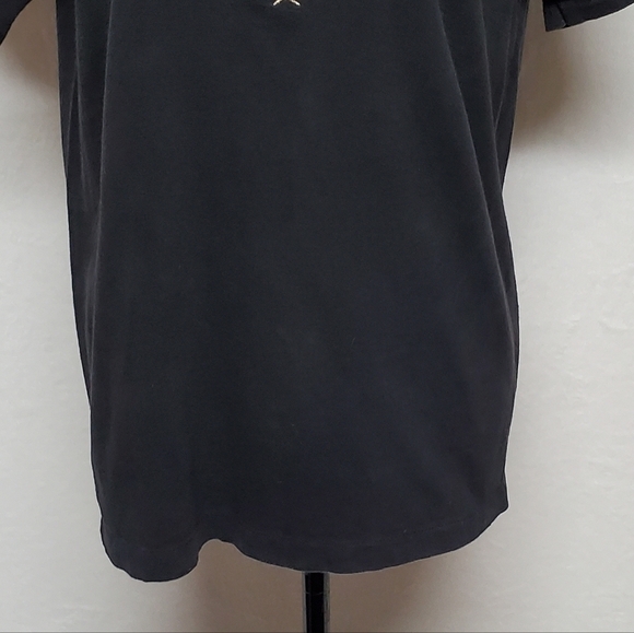 Vintage 1990s Oneita Washed Black Las Vegas Nevada Gold Embroidered Graphic Tee - Picture 5 of 11